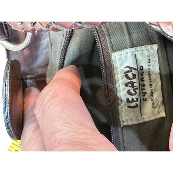 Legacy Women's Chocolate Brown Woven Leather Shoulder Straps Handbag - Picture 3 of 5